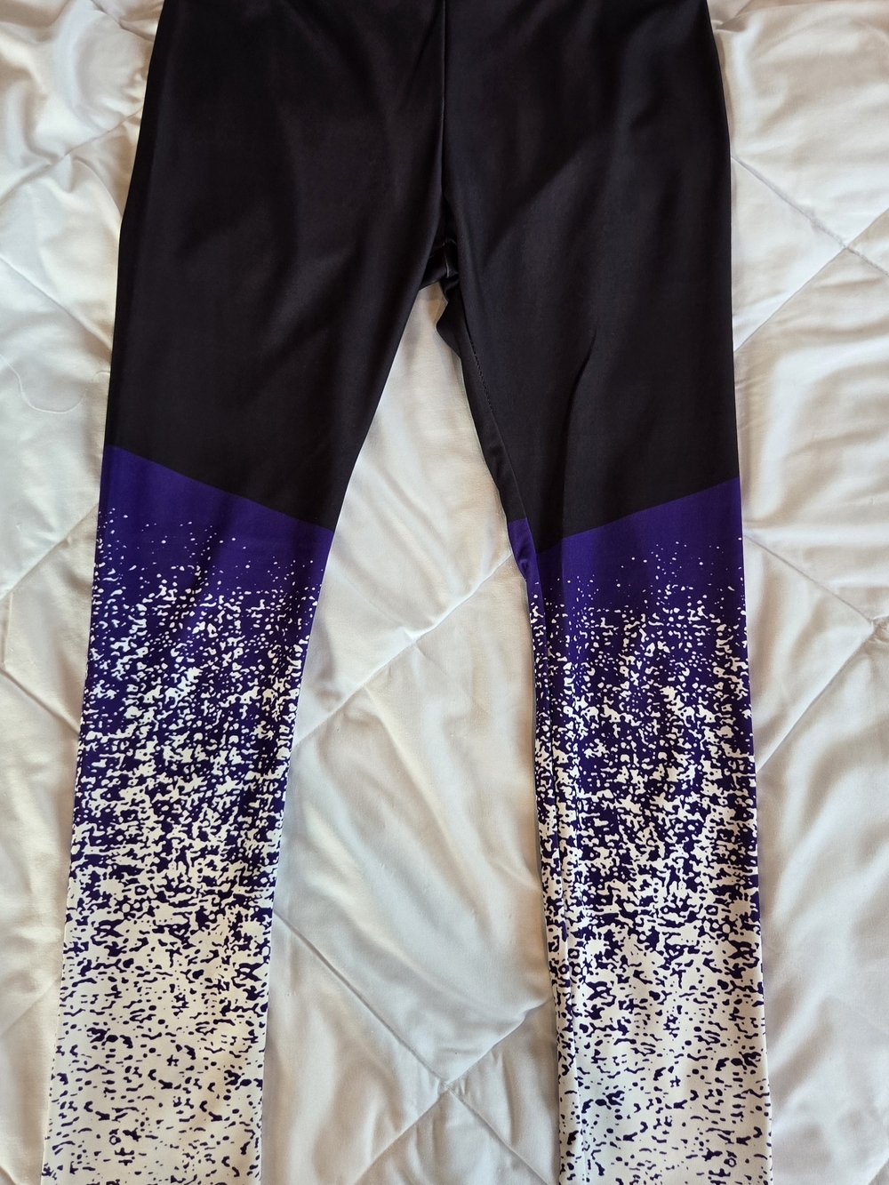 Women's Black Leggings with Purple & White Gradient Detail